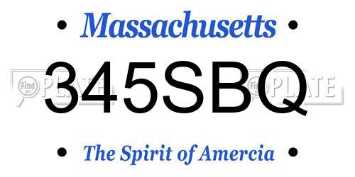 345SBQ Massachusetts License Plate
