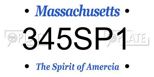 345SP1 Massachusetts License Plate