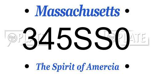 345SS0 Massachusetts License Plate