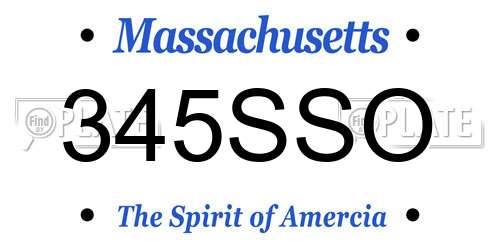 345SSO Massachusetts License Plate