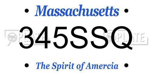 345SSQ Massachusetts License Plate