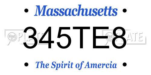 345TE8 Massachusetts License Plate