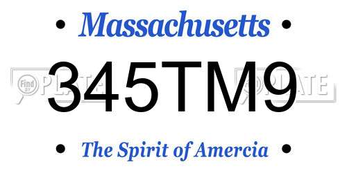 345TM9 Massachusetts License Plate