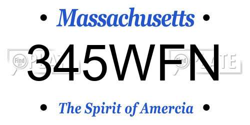 345WFN Massachusetts License Plate