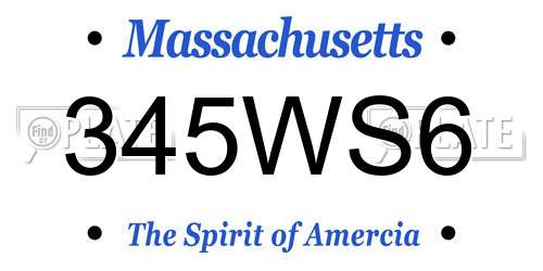 345WS6 Massachusetts License Plate