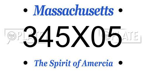 345X05 Massachusetts License Plate