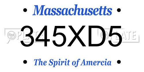 345XD5 Massachusetts License Plate