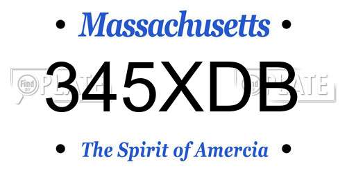 345XDB Massachusetts License Plate