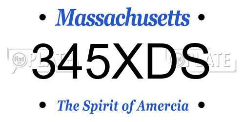 345XDS Massachusetts License Plate