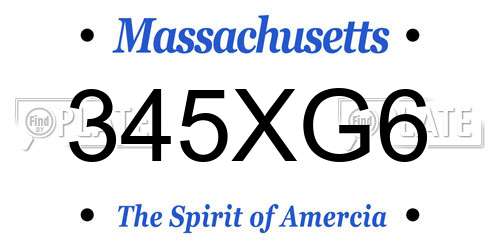 345XG6 Massachusetts License Plate