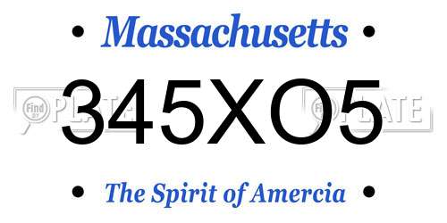345XO5 Massachusetts License Plate