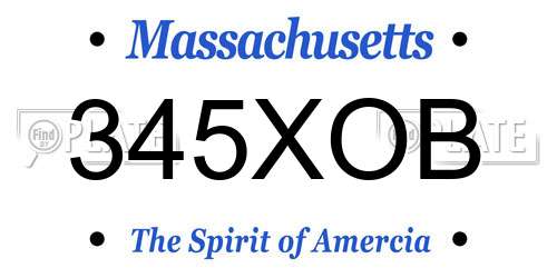 345XOB Massachusetts License Plate