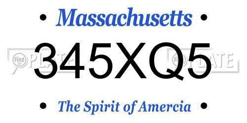 345XQ5 Massachusetts License Plate
