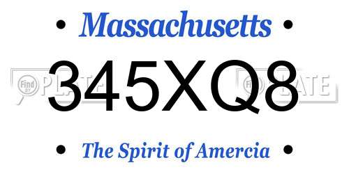 345XQ8 Massachusetts License Plate