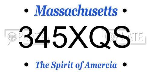 345XQS Massachusetts License Plate