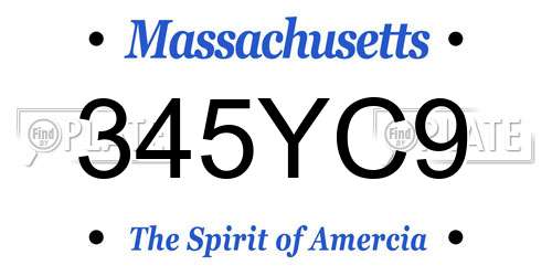 345YC9 Massachusetts License Plate