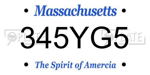 345YG5 Massachusetts License Plate