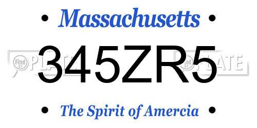 345ZR5 Massachusetts License Plate