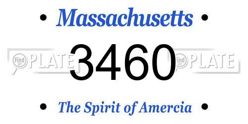 3460 Massachusetts License Plate