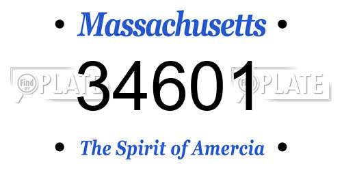 34601 Massachusetts License Plate
