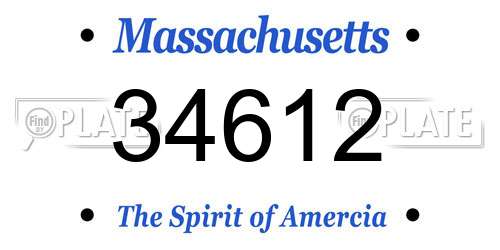 34612 Massachusetts License Plate