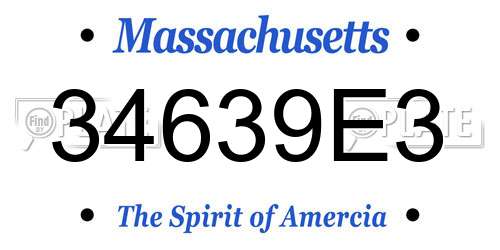 34639E3 Massachusetts License Plate