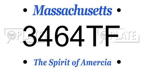 3464TF Massachusetts License Plate