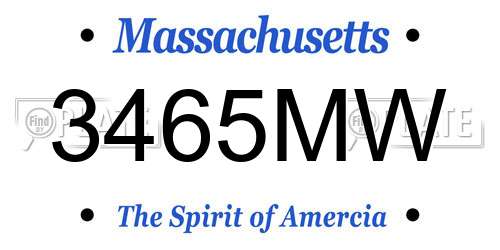3465MW Massachusetts License Plate