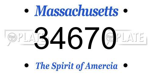 34670 Massachusetts License Plate