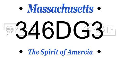 346DG3 Massachusetts License Plate