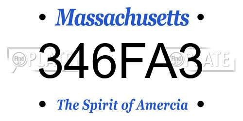 346FA3 Massachusetts License Plate