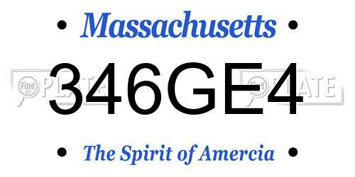 346GE4 Massachusetts License Plate