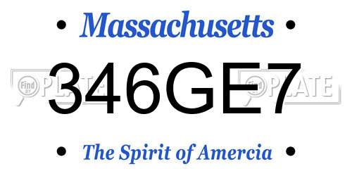 346GE7 Massachusetts License Plate