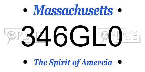 346GL0 Massachusetts License Plate