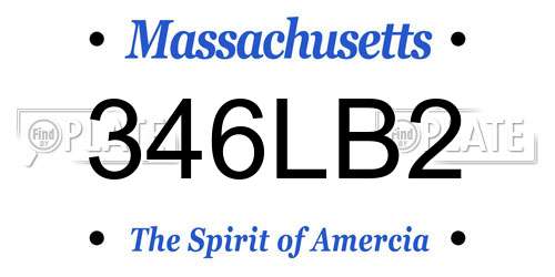346LB2 Massachusetts License Plate