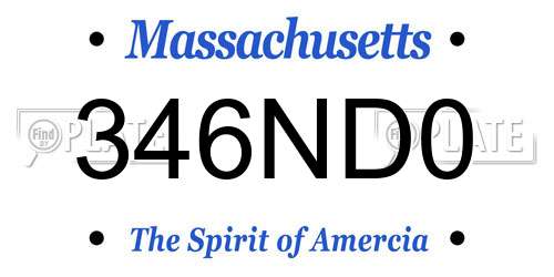 346ND0 Massachusetts License Plate