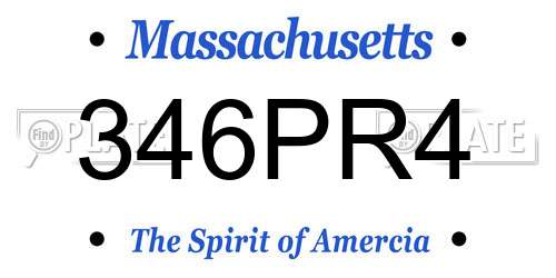 346PR4 Massachusetts License Plate