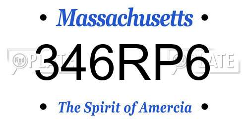 346RP6 Massachusetts License Plate