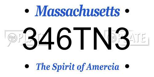 346TN3 Massachusetts License Plate