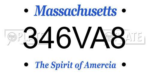 346VA8 Massachusetts License Plate