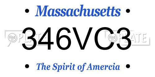 346VC3 Massachusetts License Plate