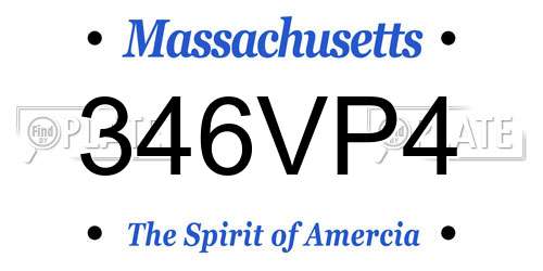 346VP4 Massachusetts License Plate