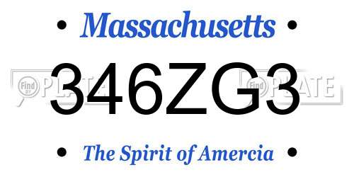 346ZG3 Massachusetts License Plate