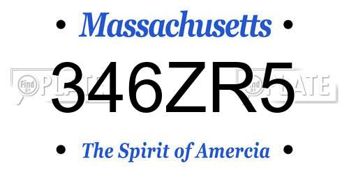 346ZR5 Massachusetts License Plate