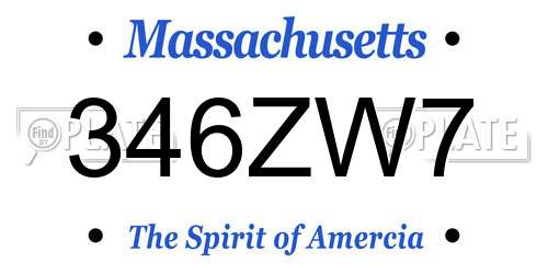 346ZW7 Massachusetts License Plate