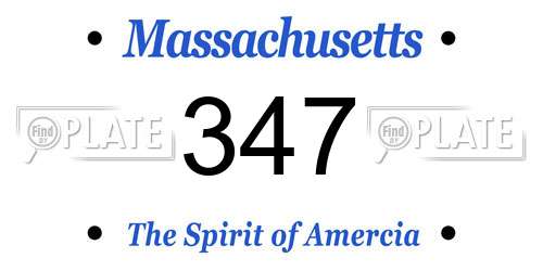 347 Massachusetts License Plate