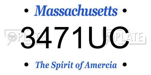 3471UC Massachusetts License Plate