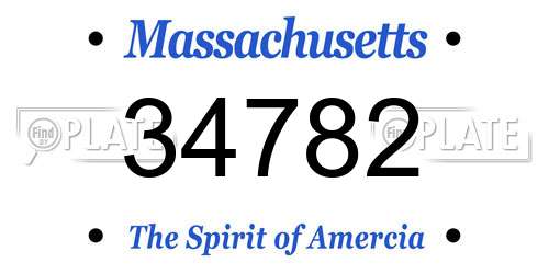 34782 Massachusetts License Plate