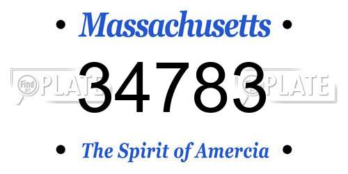 34783 Massachusetts License Plate
