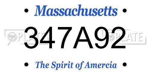 347A92 Massachusetts License Plate